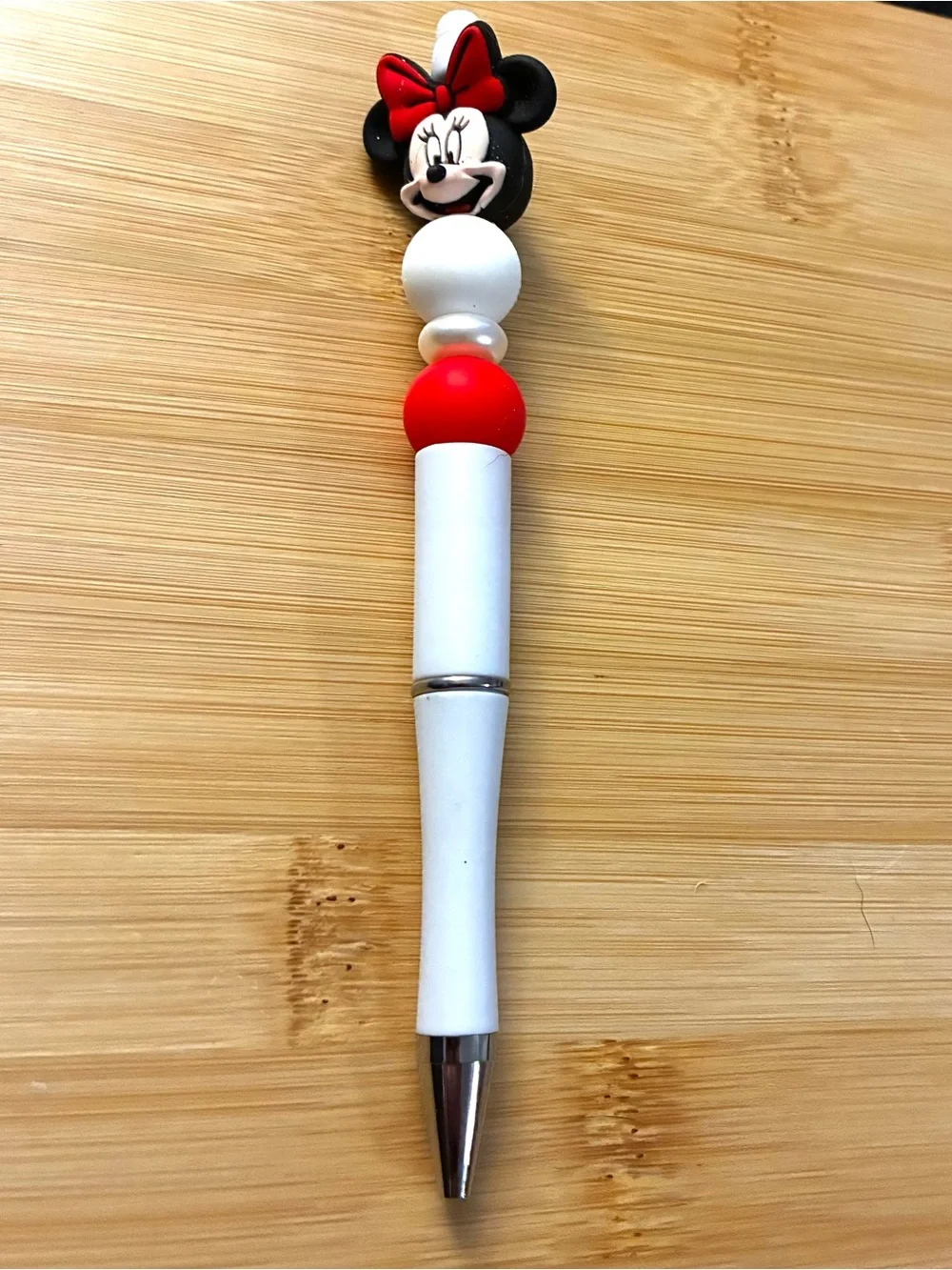 Red, Black & White Beaded Character Pen